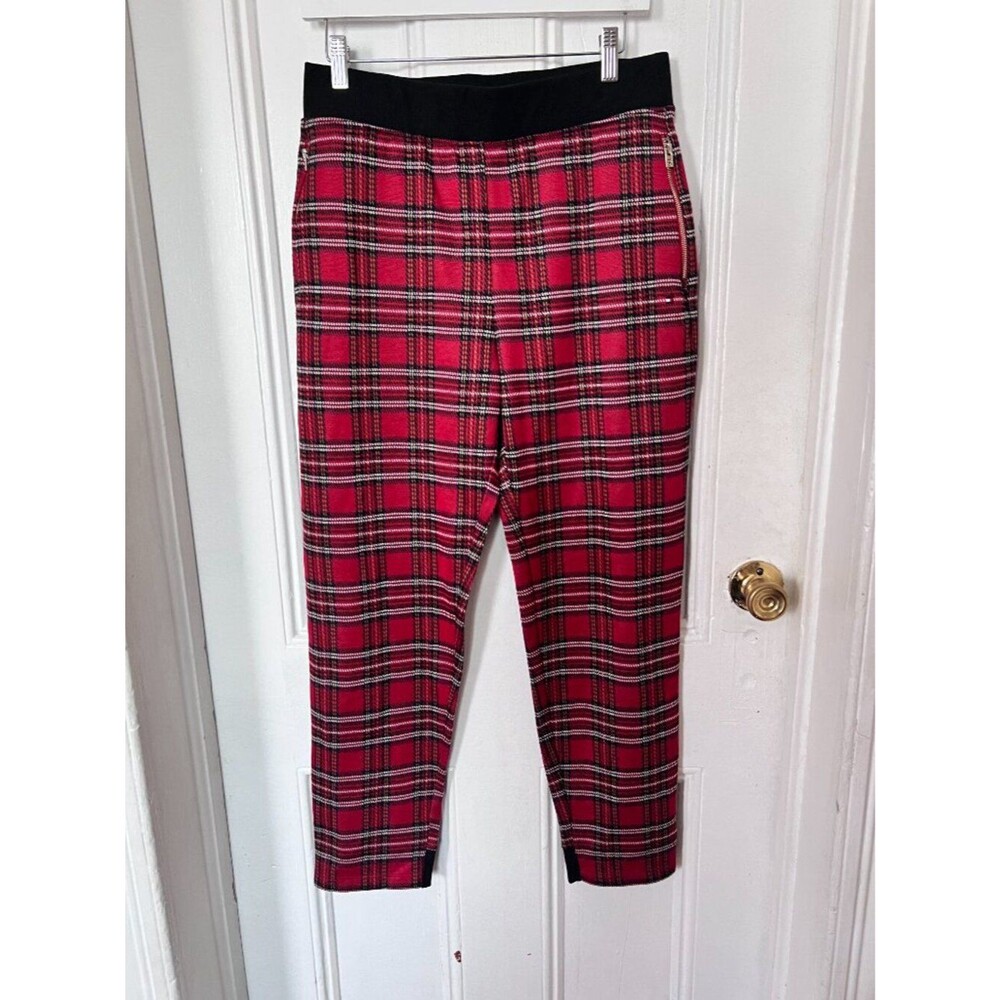 Tommy Hilfiger Red Plaid Pull On Ankle Pants Women’s Medium Holiday Preppy